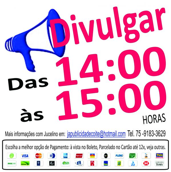 Divulgação das 14 ás 15 horas de 18/01/14