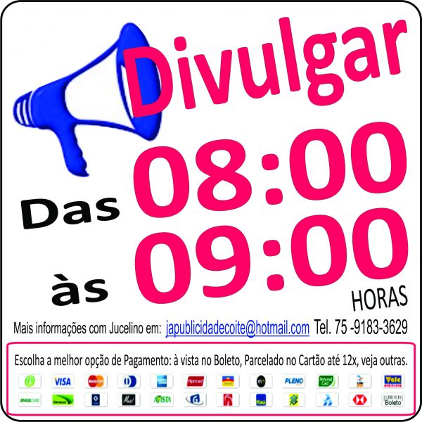 Divulgação das 08 ás 09 horas de 11/01/14